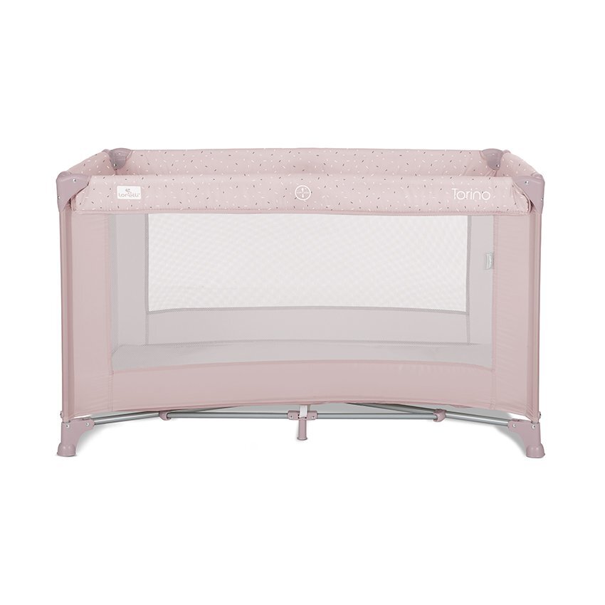 LORELLI Patut pliabil pentru copii Torino Pink cu saltea inclusa si usa laterala cu fermoar