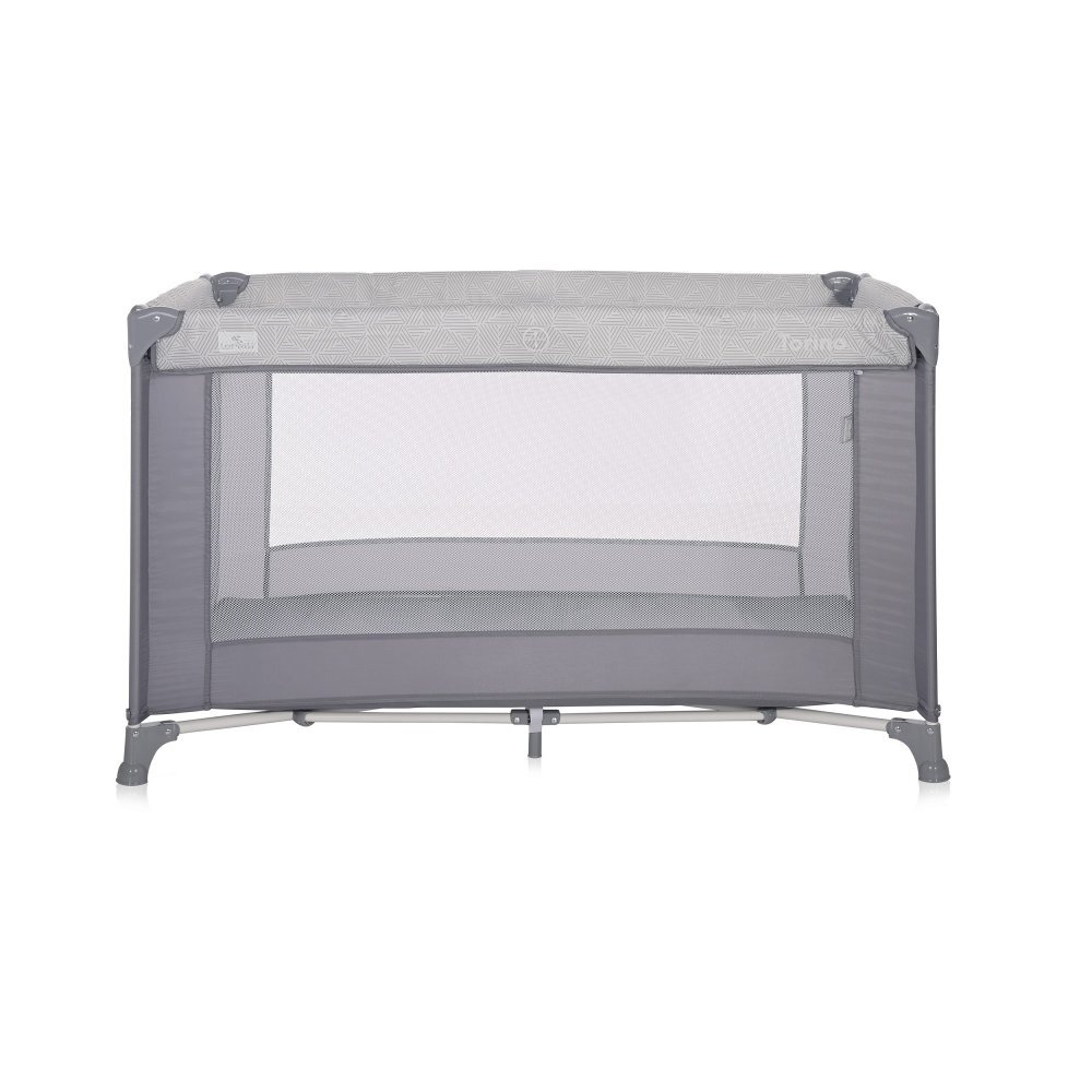 LORELLI Patut Torino 1 nivel Grey Striped Elements pliabil usa laterala cu fermoar roti cu sistem de blocare saltea si geanta de transport incluse