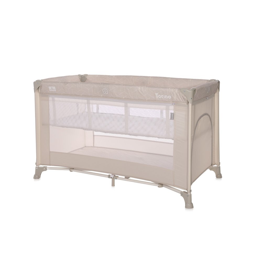 LORELLI Patut Torino Fog Striped Elements pliabil cu 2 nivele usita cu fermoar eori cu sistem de blocare salteluta si geanta de transport incluse