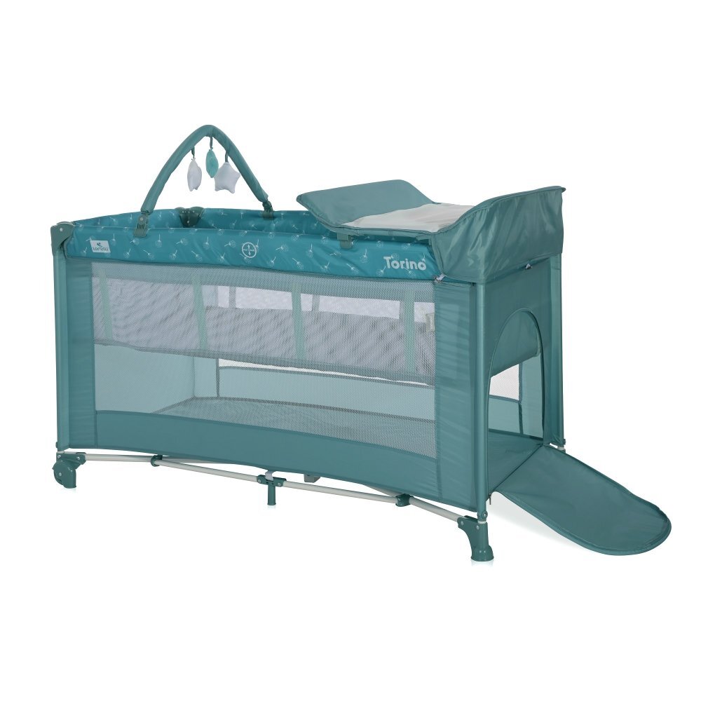 LORELLI Patut Torino Plus Artic Floral pliabil cu 2 nivele roti cu sistem de blocare masuta de infasat accesorii incluse