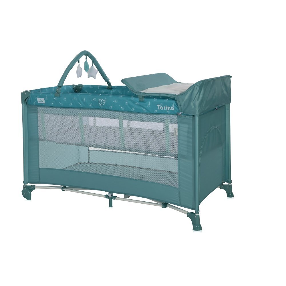 LORELLI Patut Torino Plus Artic Floral pliabil cu 2 nivele roti cu sistem de blocare masuta de infasat accesorii incluse