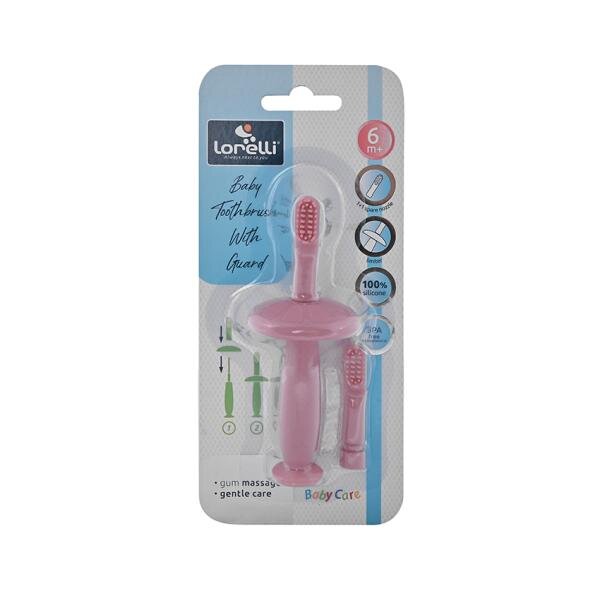 LORELLI Periuta de dinti din silicon pentru bebelusi 6 luni+ Blush Pink