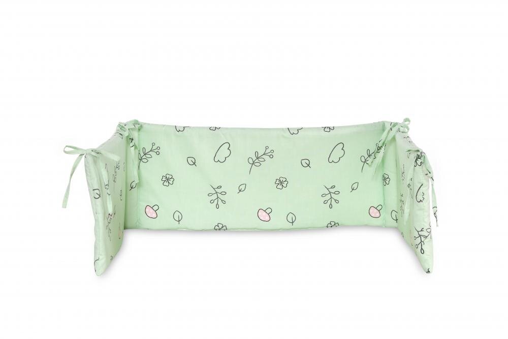 LORELLI Protectie laterala pat 140 x 27 cm bumbac ranforce Lamb Green