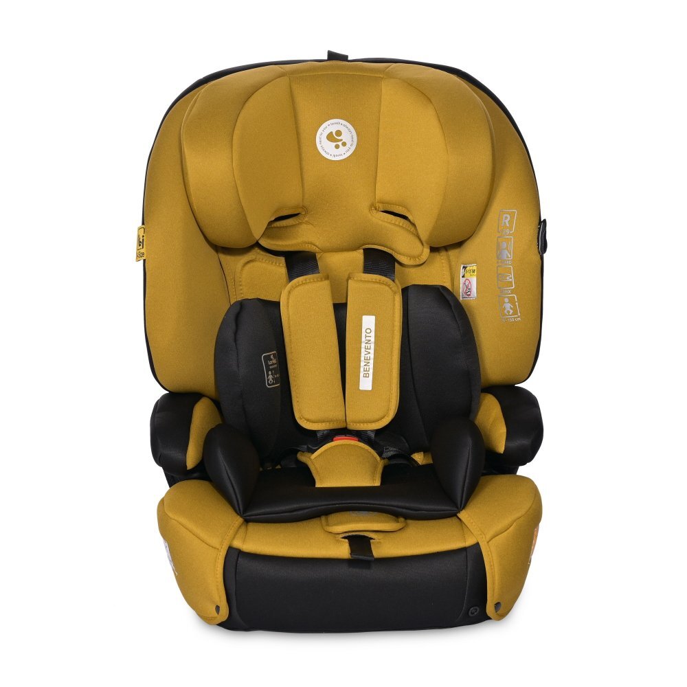 LORELLI Scaun auto pentru copii Benevento Lemon Curry cu isofix i-Size 15 luni-12 ani 76-150 cm certificat R129