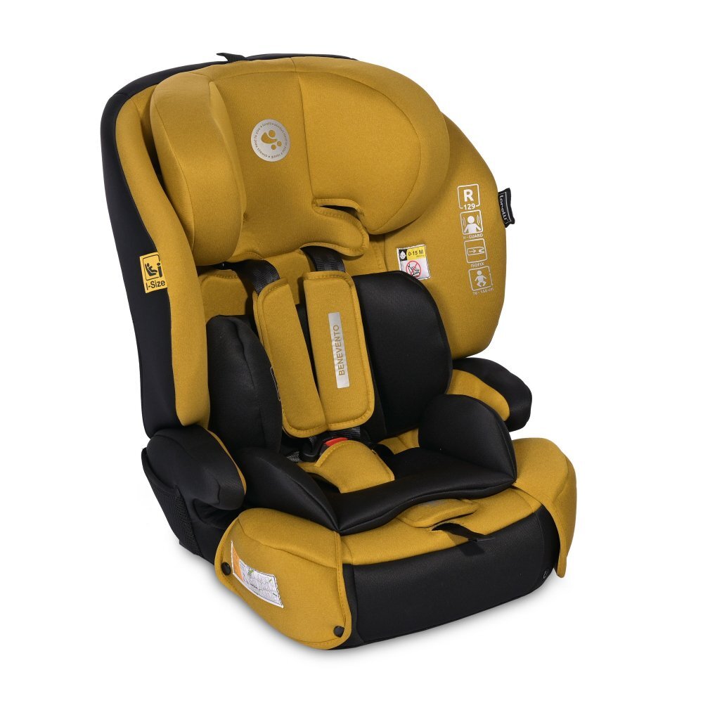 LORELLI Scaun auto pentru copii Benevento Lemon Curry cu isofix i-Size 15 luni-12 ani 76-150 cm certificat R129