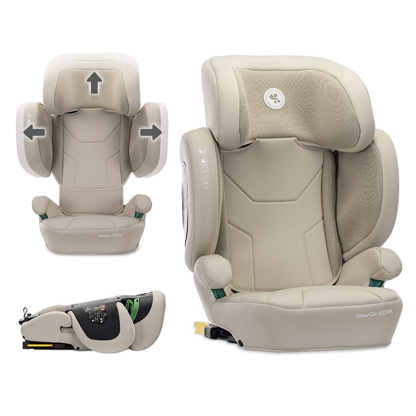 LORELLI Scaun auto pentru copii Growgo Beige cu isofix pliabil protectii laterale extensibile tetiera reglabila 100-150 cm 3-12 ani