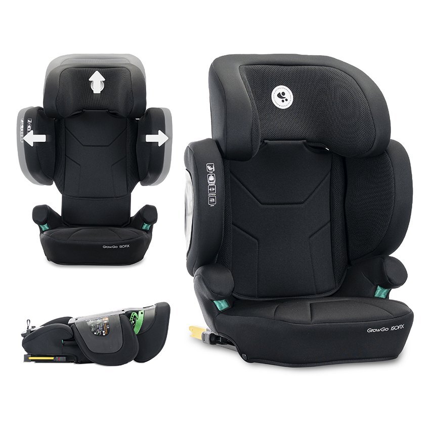 LORELLI Scaun auto pentru copii Growgo Black cu isofix pliabil protectii laterale extensibile tetiera reglabila 100-150 cm 3-12 ani
