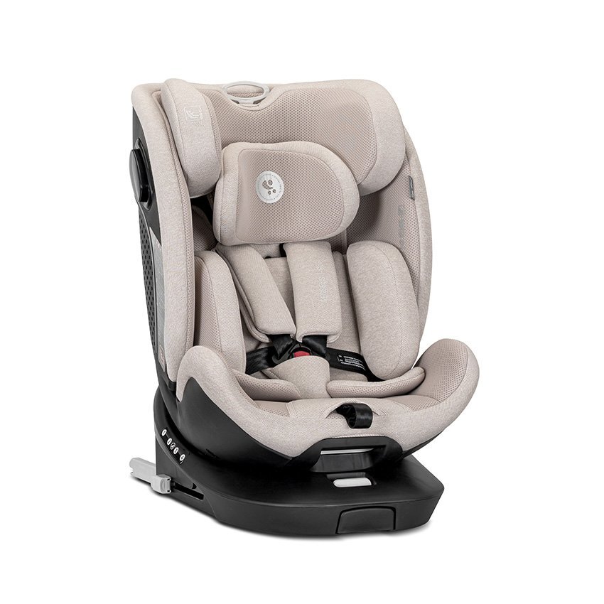 LORELLI Scaun auto pentru copii Perseus Beige i-Size isofix baza rotativa picior de sprijin EPS Memory panou de ventilatie SPS 0 luni-12 ani 40-150 cm