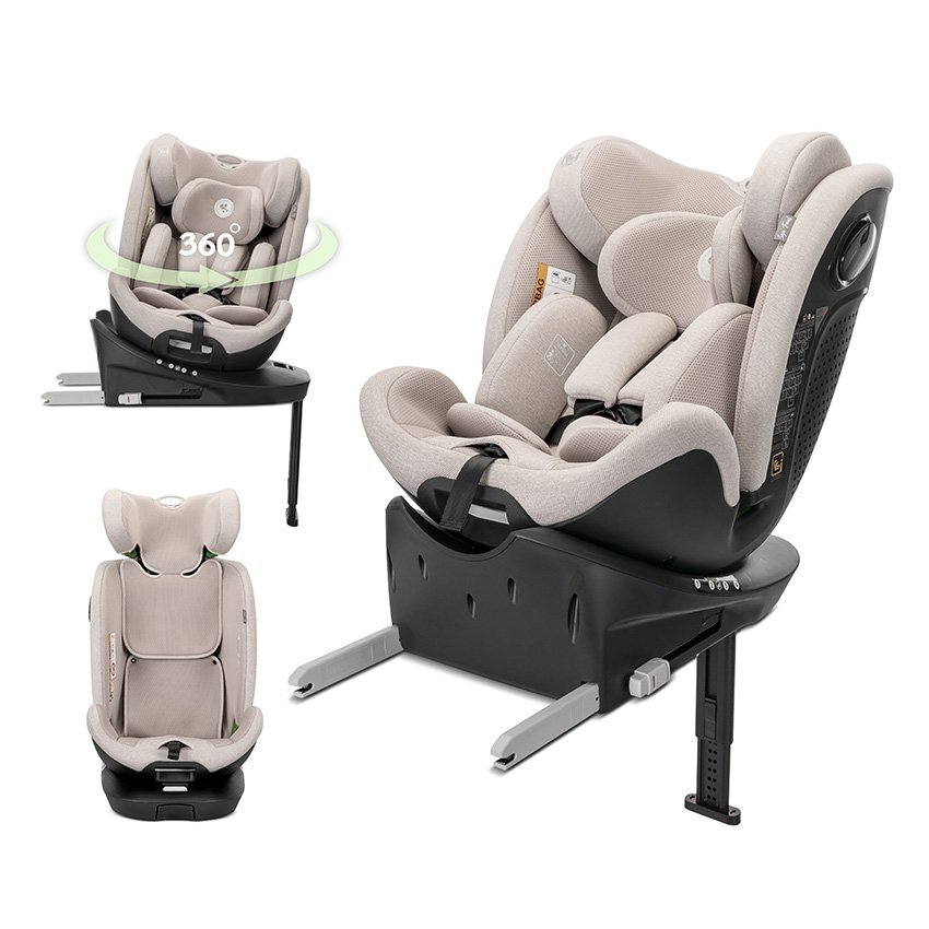 LORELLI Scaun auto pentru copii Perseus Beige i-Size isofix baza rotativa picior de sprijin EPS Memory panou de ventilatie SPS 0 luni-12 ani 40-150 cm
