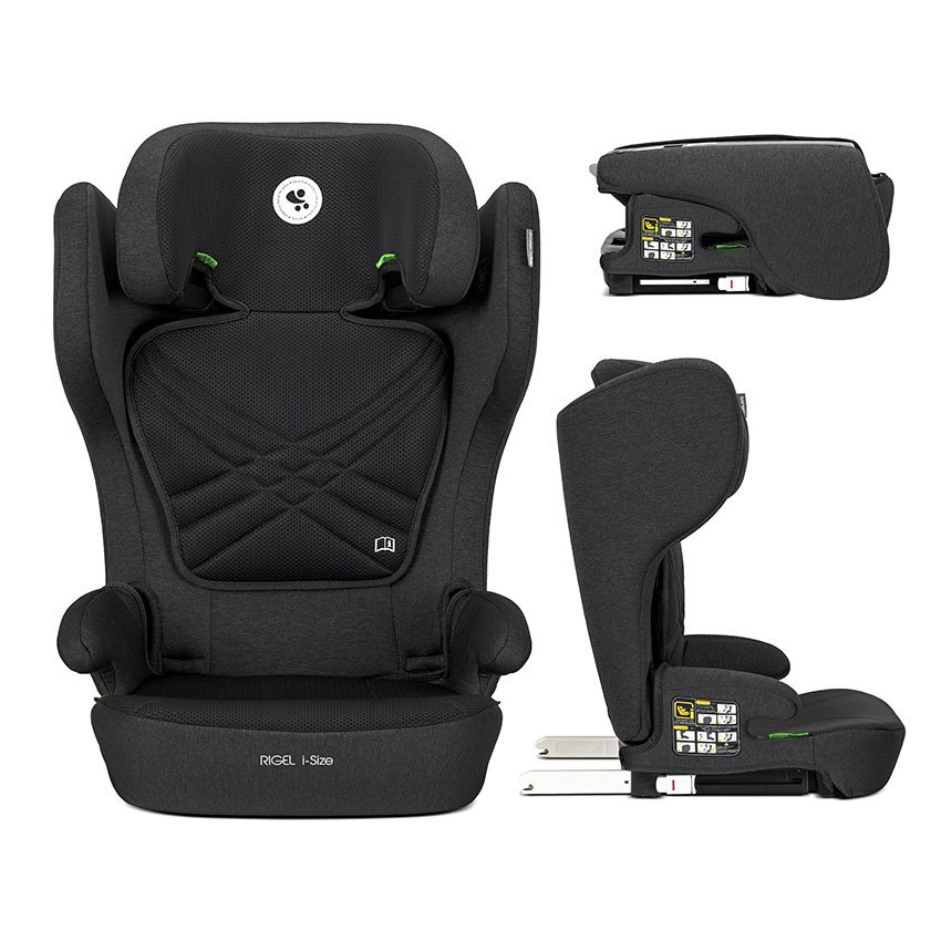 LORELLI Scaun auto pentru copii Rigel Black i-Size isofix pliabil pentru depozitare usoara tetiera reglabila 3 ani-12 ani 100-150 cm