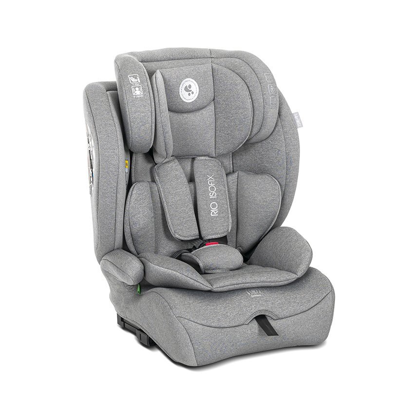 LORELLI Scaun auto pentru copii Rio Grey cu isofix 76-150 cm 15 luni-12 ani tetiera reglabila sistem Top tether protectie impact lateral