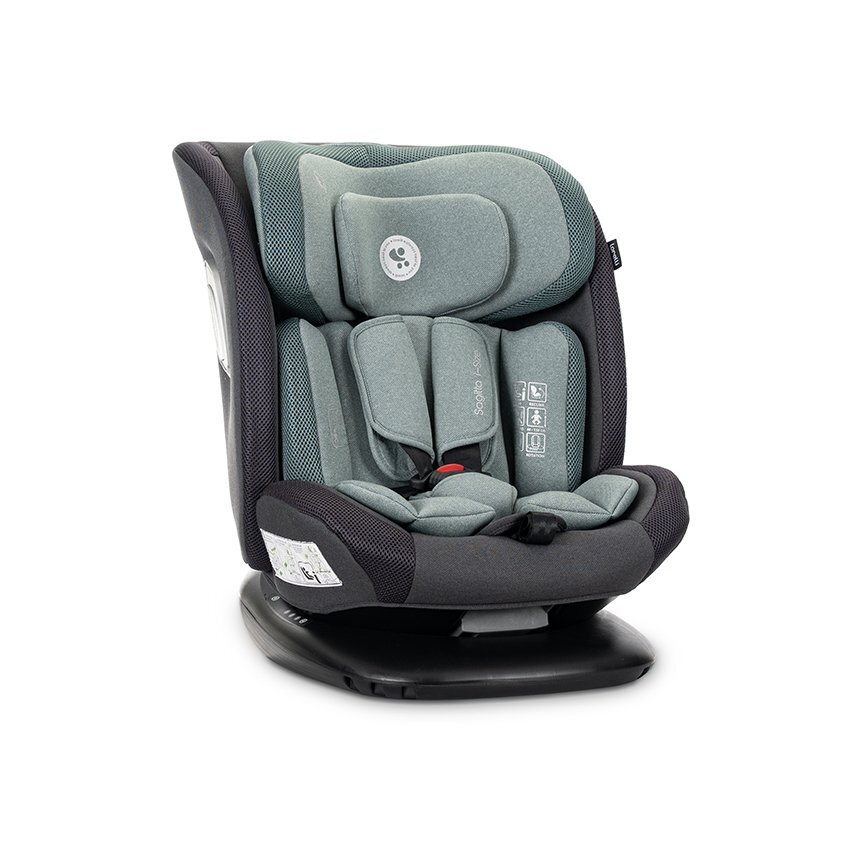 LORELLI Scaun auto pentru copii Sagitta Green i-Size rotativ 360 protectie laterala SPS spatar reglabil 0-12 ani 40-150 cm SPS