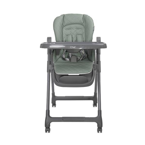 LORELLI Scaun de masa inalt pentru copii Chef Green Leather 3 in 1 reglabil in mutiple pozitii dotat cu roti si suport pentru picioare