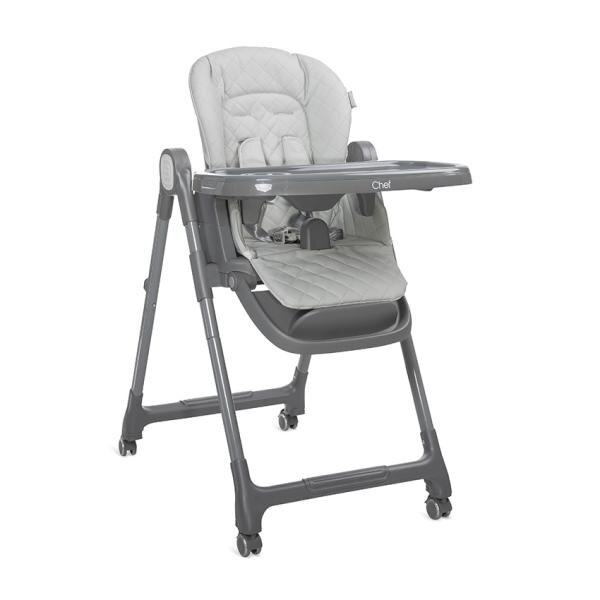 LORELLI Scaun de masa inalt pentru copii Chef Grey Leather 3 in 1 reglabil in mutiple pozitii dotat cu roti si suport pentru picioare