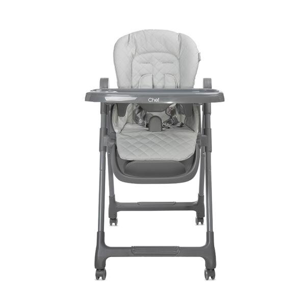 LORELLI Scaun de masa inalt pentru copii Chef Grey Leather 3 in 1 reglabil in mutiple pozitii dotat cu roti si suport pentru picioare