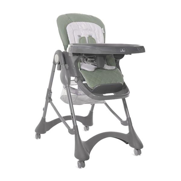 LORELLI Scaun de masa pentru copii Bellissimo Green reglabil in multiple pozitii suport picioare centuri de siguranta roti cos pentru jucarii greutate admisa 15 kg