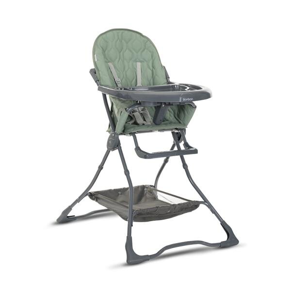 LORELLI Scaun de masa pentru copii Bonbon Green Leather cu suport pentru picioare cos pentru jucarii pliere compacta greutate admisa 15 kg