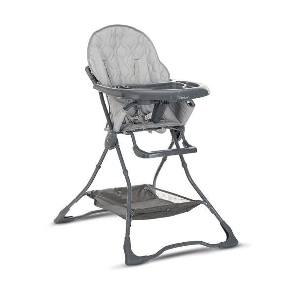 LORELLI Scaun de masa pentru copii Bonbon Grey Leather cu suport pentru picioare cos pentru jucarii pliere compacta greutate admisa 15 kg