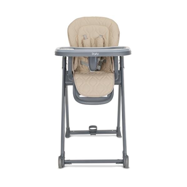 LORELLI Scaun de masa pentru copii Party Beige Leather cadru usor din aluminiu spatar reglabil suport picioare centuri de siguranta roti cos pentru jucarii 6 luni+