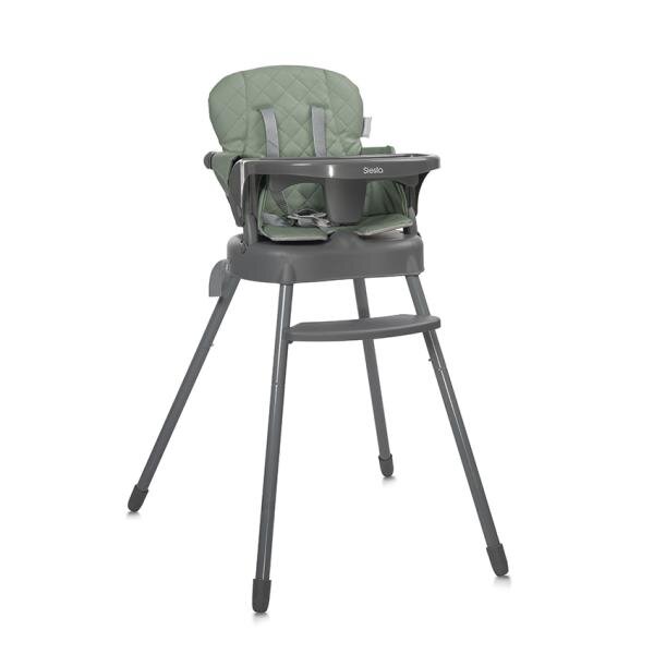 LORELLI Scaun de masa pentru copii Siesta Green Leather 3 in 1 cu suport pentru picioare tavita detasabila si centuri de siguranta