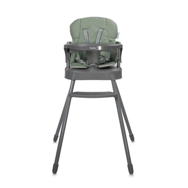LORELLI Scaun de masa pentru copii Siesta Green Leather 3 in 1 cu suport pentru picioare tavita detasabila si centuri de siguranta