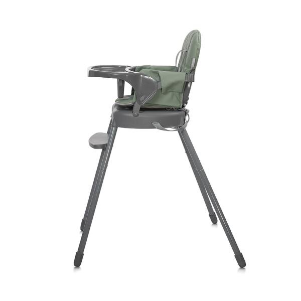 LORELLI Scaun de masa pentru copii Siesta Green Leather 3 in 1 cu suport pentru picioare tavita detasabila si centuri de siguranta