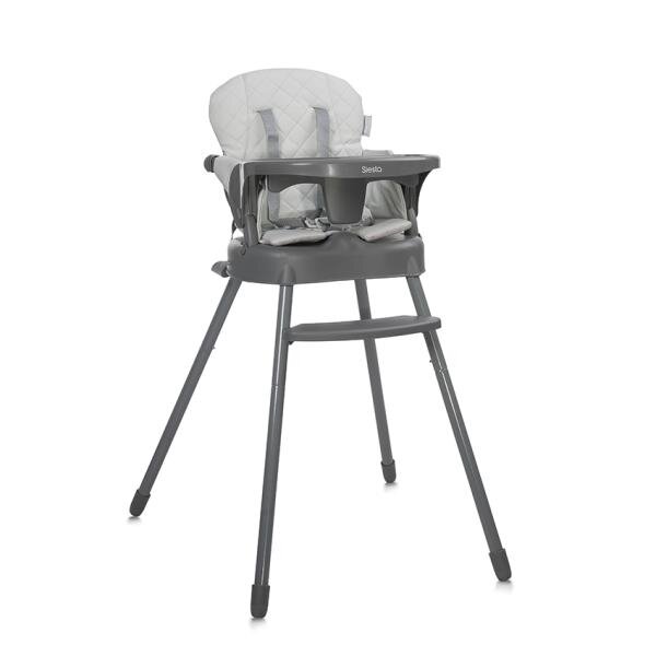LORELLI Scaun de masa pentru copii Siesta Grey Leather 3 in 1 cu suport pentru picioare tavita detasabila si centuri de siguranta