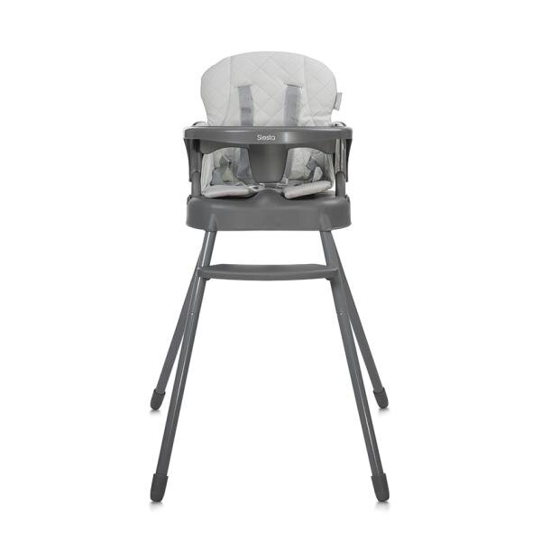 LORELLI Scaun de masa pentru copii Siesta Grey Leather 3 in 1 cu suport pentru picioare tavita detasabila si centuri de siguranta