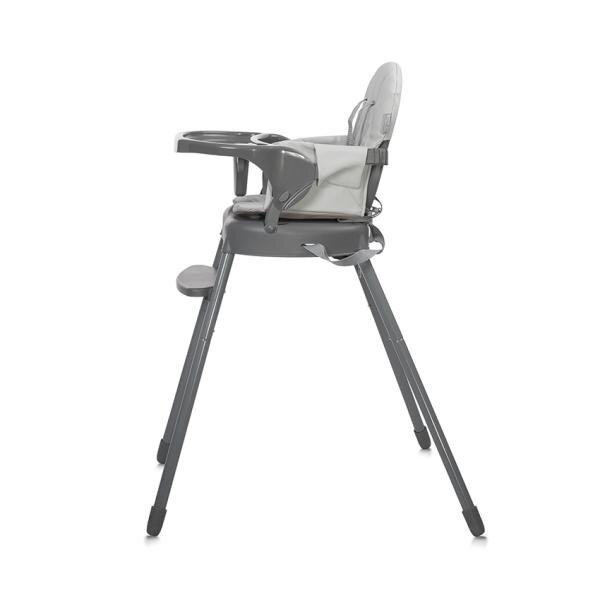 LORELLI Scaun de masa pentru copii Siesta Grey Leather 3 in 1 cu suport pentru picioare tavita detasabila si centuri de siguranta