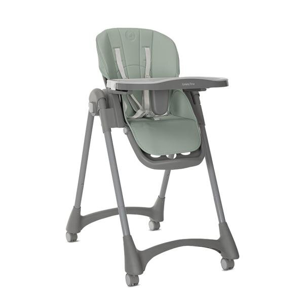 LORELLI Scaun de masa pentru copii Tummy Time Green reglabil in multiple pozitii roti din silicon 2 tavite detasabile centuri de siguranta suport pentru picioare