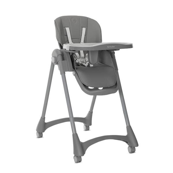 LORELLI Scaun de masa pentru copii Tummy Time Grey reglabil in multiple pozitii roti din silicon 2 tavite detasabile centuri de siguranta suport pentru picioare