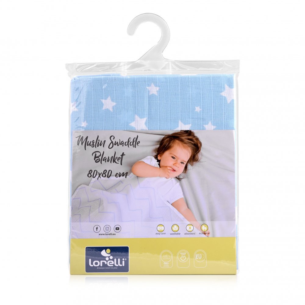 LORELLI Scutec pled din muselina 80x80 cm Aquatic with Stars