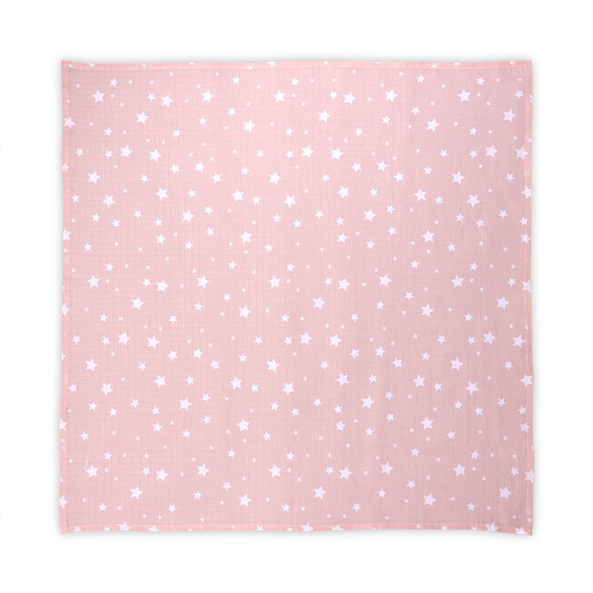 LORELLI Scutec pled muselina 80x80 cm Rose with Stars