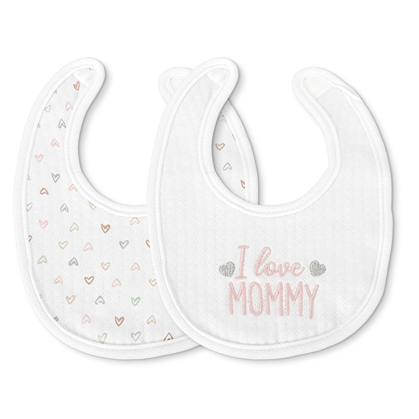 LORELLI Set 2 bavete din bumbac pentru nou-nascut inchidere cu velcro potrivit pentru hranire si in perioada eruptiei dentare 0 luni+ Pink