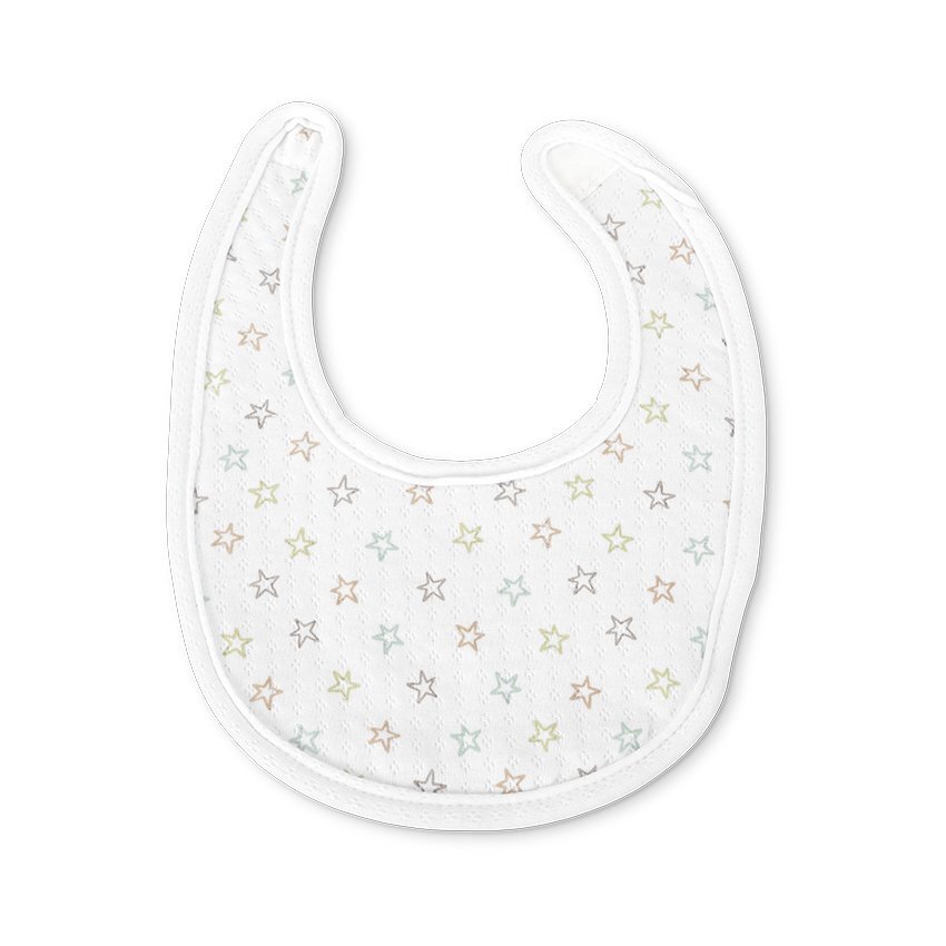 LORELLI Set 2 bavete din bumbac pentru nou-nascut inchidere cu velcro potrivit pentru hranire si in perioada eruptiei dentare 0 luni+ White
