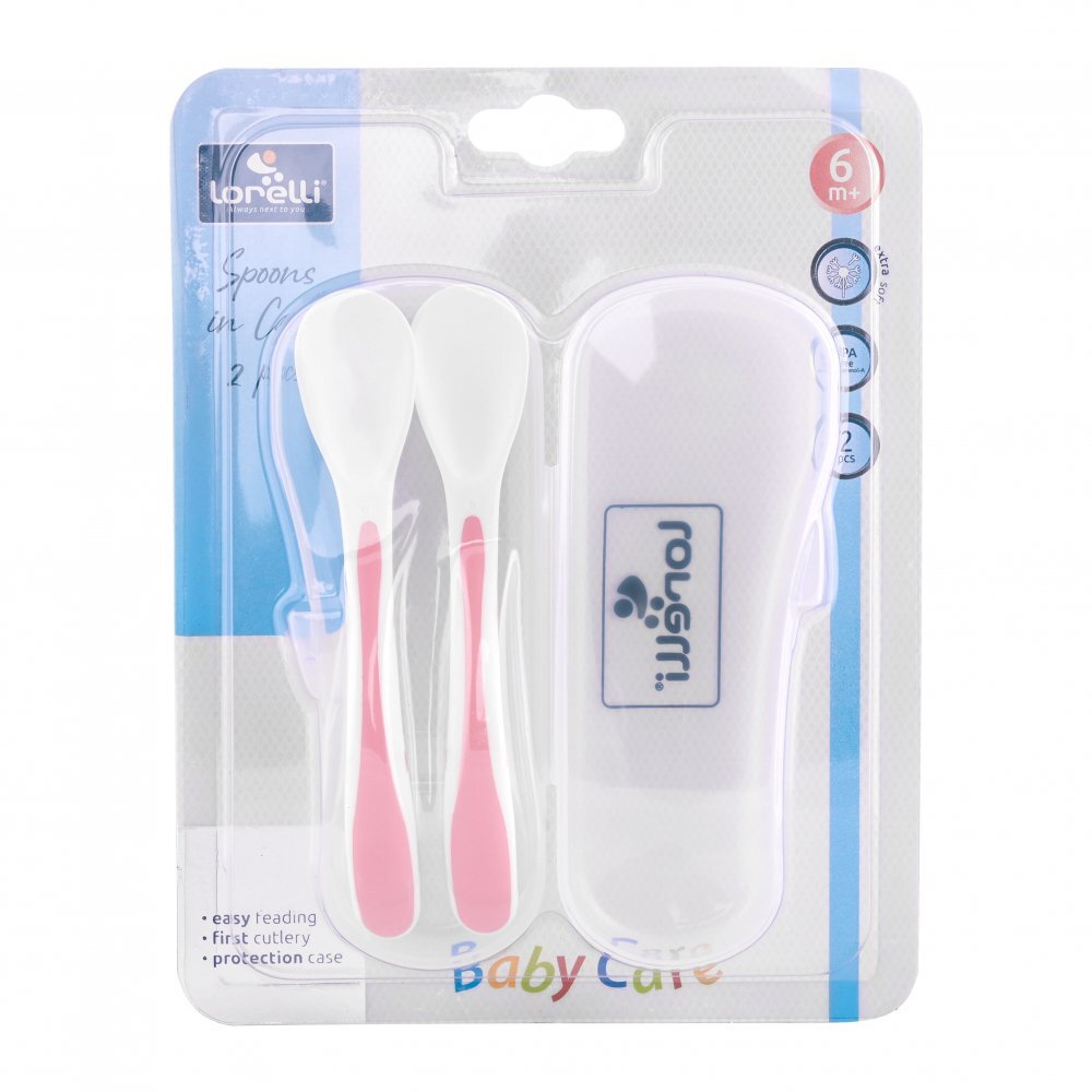 LORELLI Set 2 lingurite cu suport 6 luni+ Pink