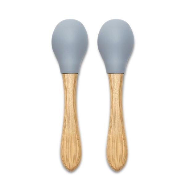 LORELLI Set 2 lingurite din silicon si bambus Grey forma ergonomica