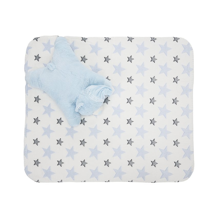 LORELLI Set 2 piese paturica moale 90 x 75 cm pernuta in forma de ursulet 45 x 30 cm Poffy Blue 0 luni+