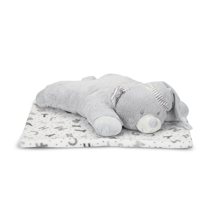 LORELLI Set 2 piese paturica moale 90 x 75 cm pernuta in forma de ursulet 45 x 30 cm Poffy Grey 0 luni+