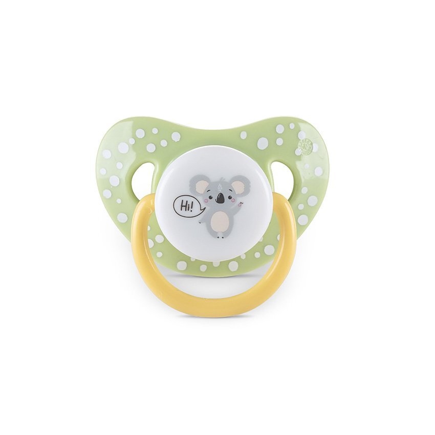 LORELLI Set 2 suzete din silicon moale cu capac si tetina rotunda 6 luni+ Yellow Green