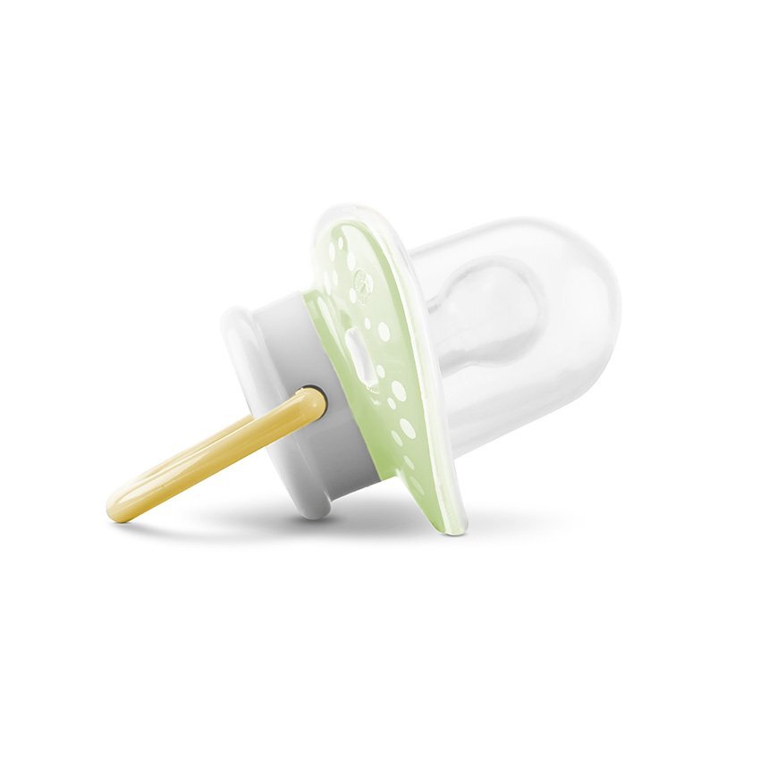 LORELLI Set 2 suzete din silicon moale cu capac si tetina rotunda 6 luni+ Yellow Green