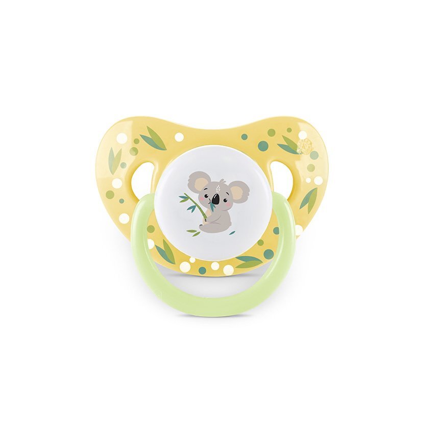 LORELLI Set 2 suzete din silicon moale cu capac si tetina rotunda 6 luni+ Yellow Green
