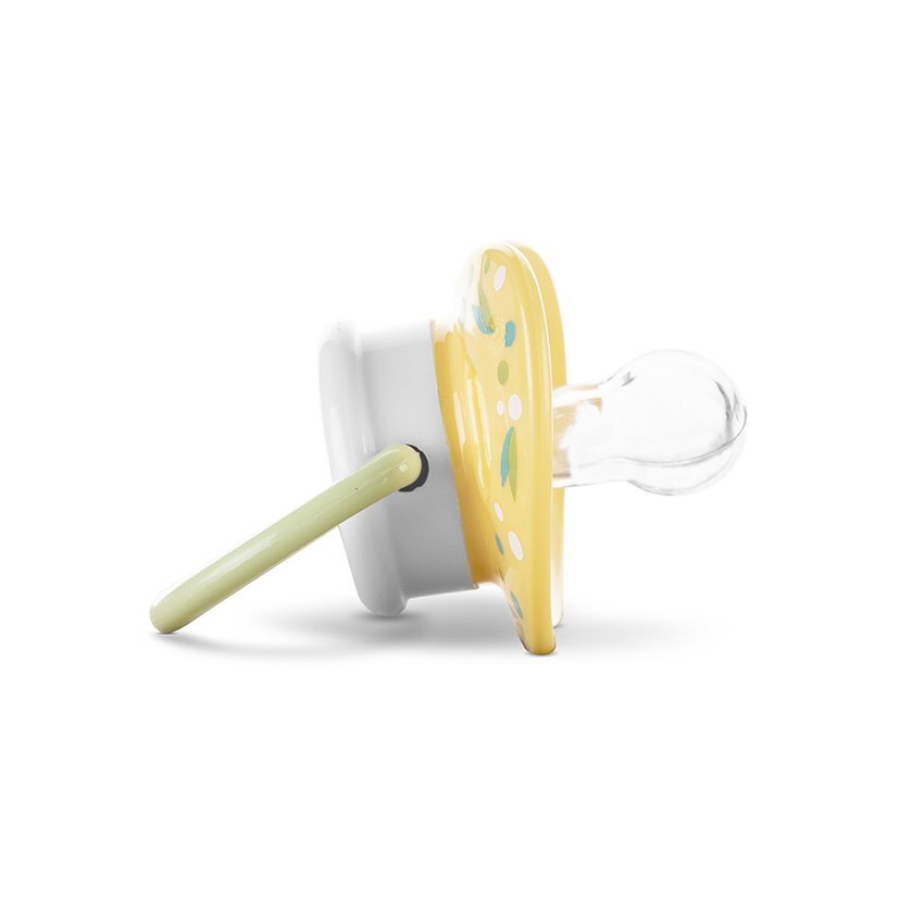 LORELLI Set 2 suzete din silicon moale cu capac si tetina rotunda 6 luni+ Yellow Green