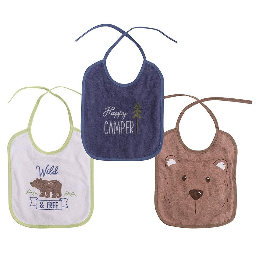 LORELLI Set 3 bavete bumbac si peva 23 x 20 cm inchidere cu snur baietei