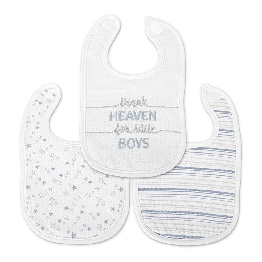 LORELLI Set 3 bavete din bumbac pentru nou-nascut inchidere cu velcro potrivit pentru hranire si in perioada eruptiei dentare 0 luni+ Blue