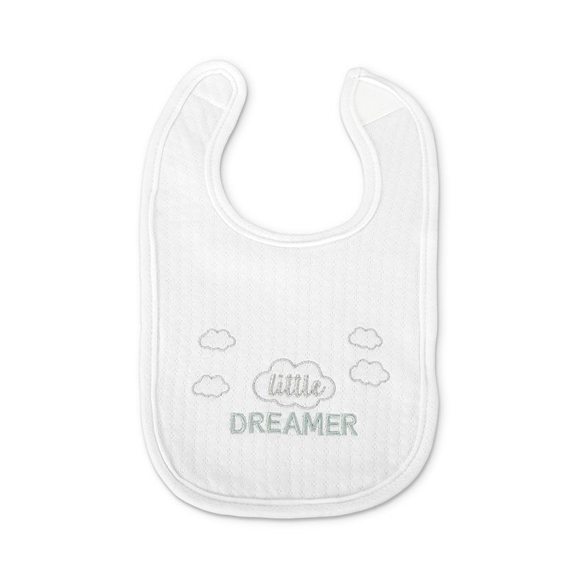 LORELLI Set 3 bavete din bumbac pentru nou-nascut inchidere cu velcro potrivit pentru hranire si in perioada eruptiei dentare 0 luni+ White