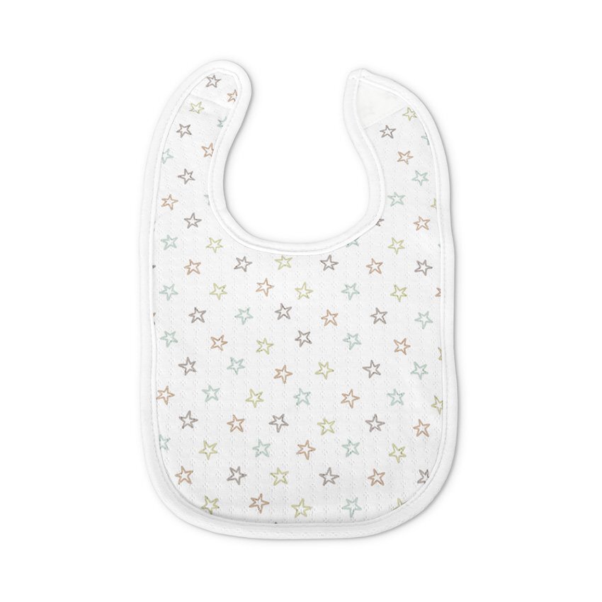 LORELLI Set 3 bavete din bumbac pentru nou-nascut inchidere cu velcro potrivit pentru hranire si in perioada eruptiei dentare 0 luni+ White