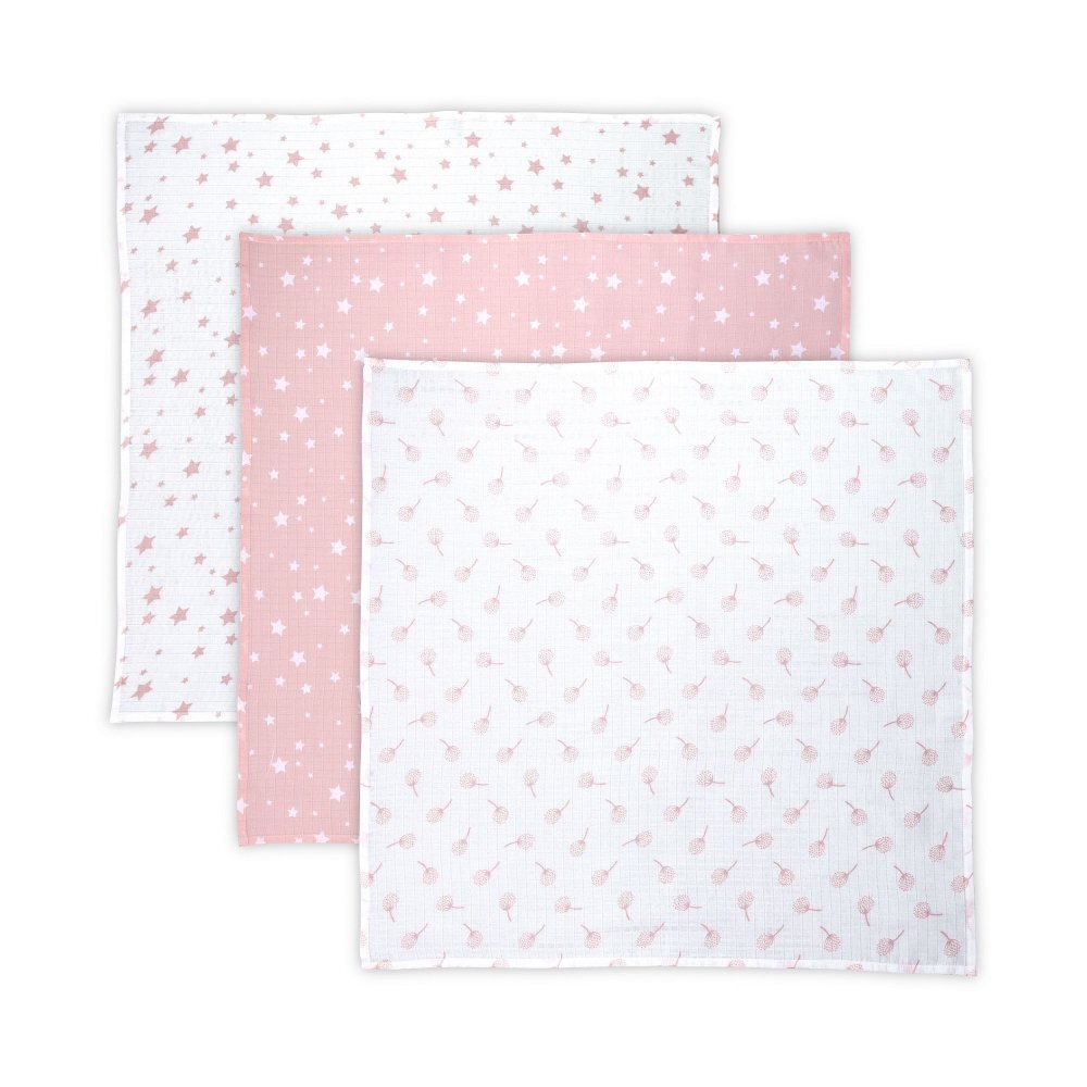 LORELLI Set 3 scutece pled muselina 80x80 cm Rose Mix