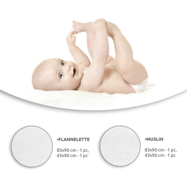LORELLI Set 4 scutece White flanel si muselina