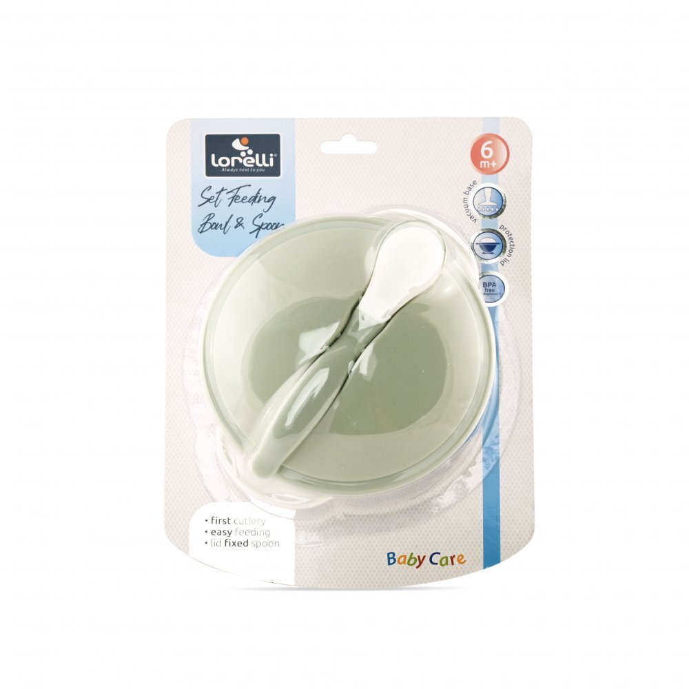LORELLI Set castron cu ventuza capac si lingurita Mint Green